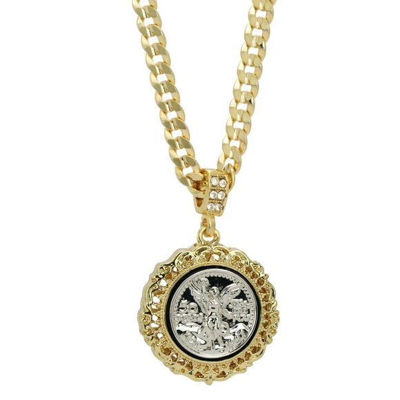 14k Gold Pesos 24" Cuban Chain + Pendant